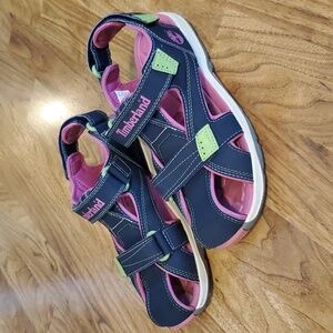 Timberland Big Girls Sandals Water Shoes Size 5 Navy Pink Light Green